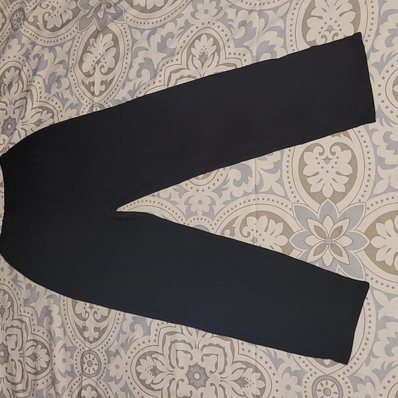 Pants Black straight leg Pull on flat front elastic waist cotton sport knit - Picture 6 of 7